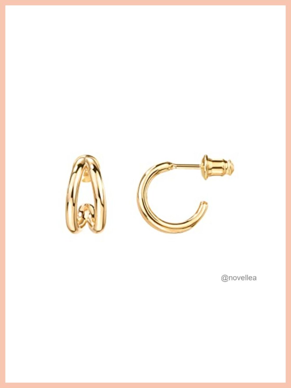 14K Gold Plated Split Huggie Hoop Earrings for Women - Lightweight,